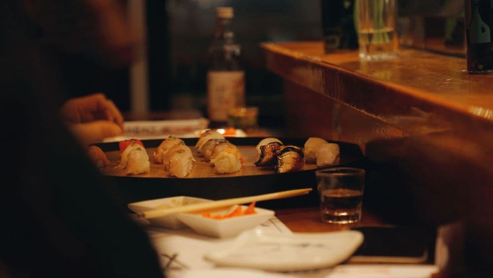 Assorted nigiri sushi platter at the Chobap sushi bar